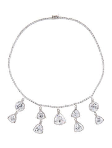 CZ by Kenneth Jay Lane Pendant Necklace Cubic Zirconia Fringe Collar