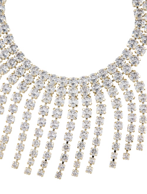 CZ by Kenneth Jay Lane Cubic Zirconia Fringe Collar Necklace