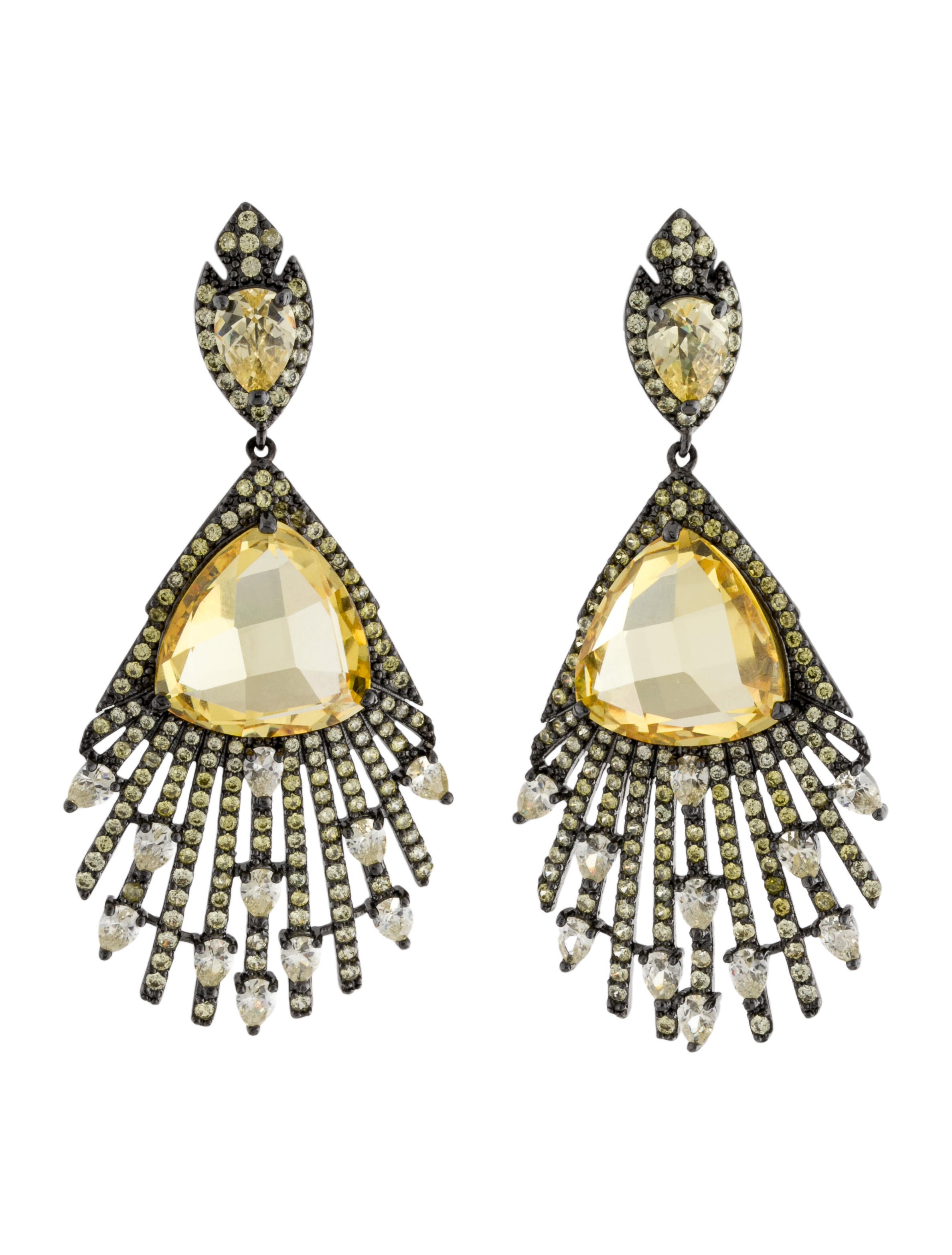 CZ by Jay Lane Crystal Chandelier Earrings Yellow, Gunmetal