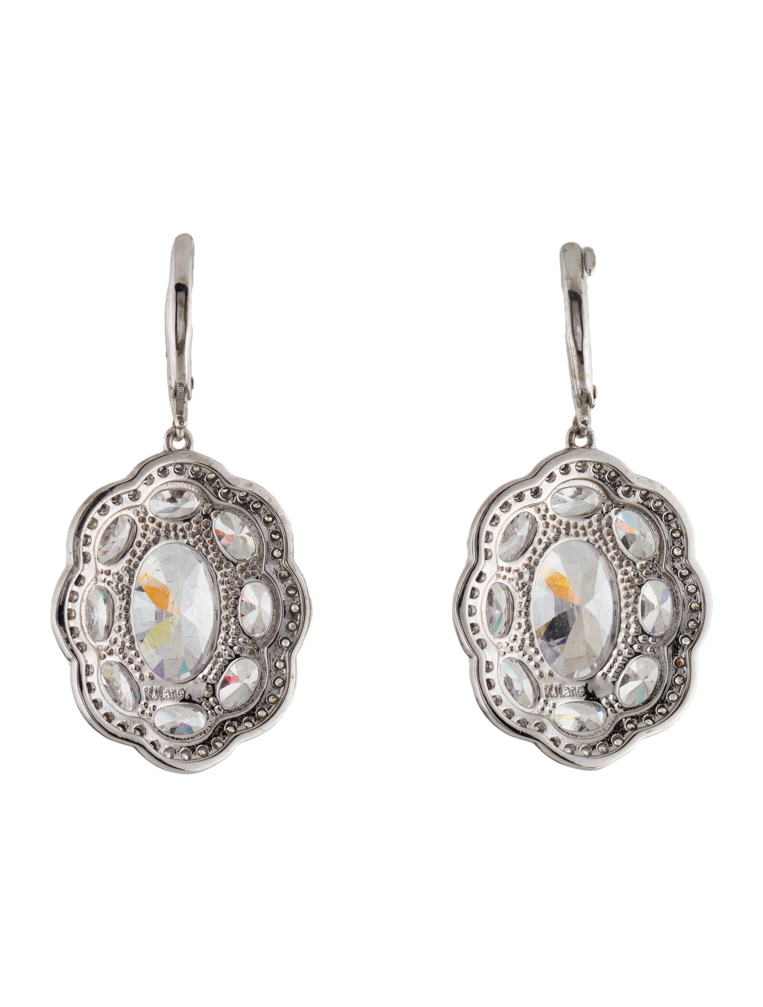 CZ by Kenneth Jay Lane Cubic Zirconia Oval Deco Drop Earrings