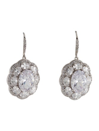 CZ by Kenneth Jay Lane Cubic Zirconia Oval Deco Drop Earrings
