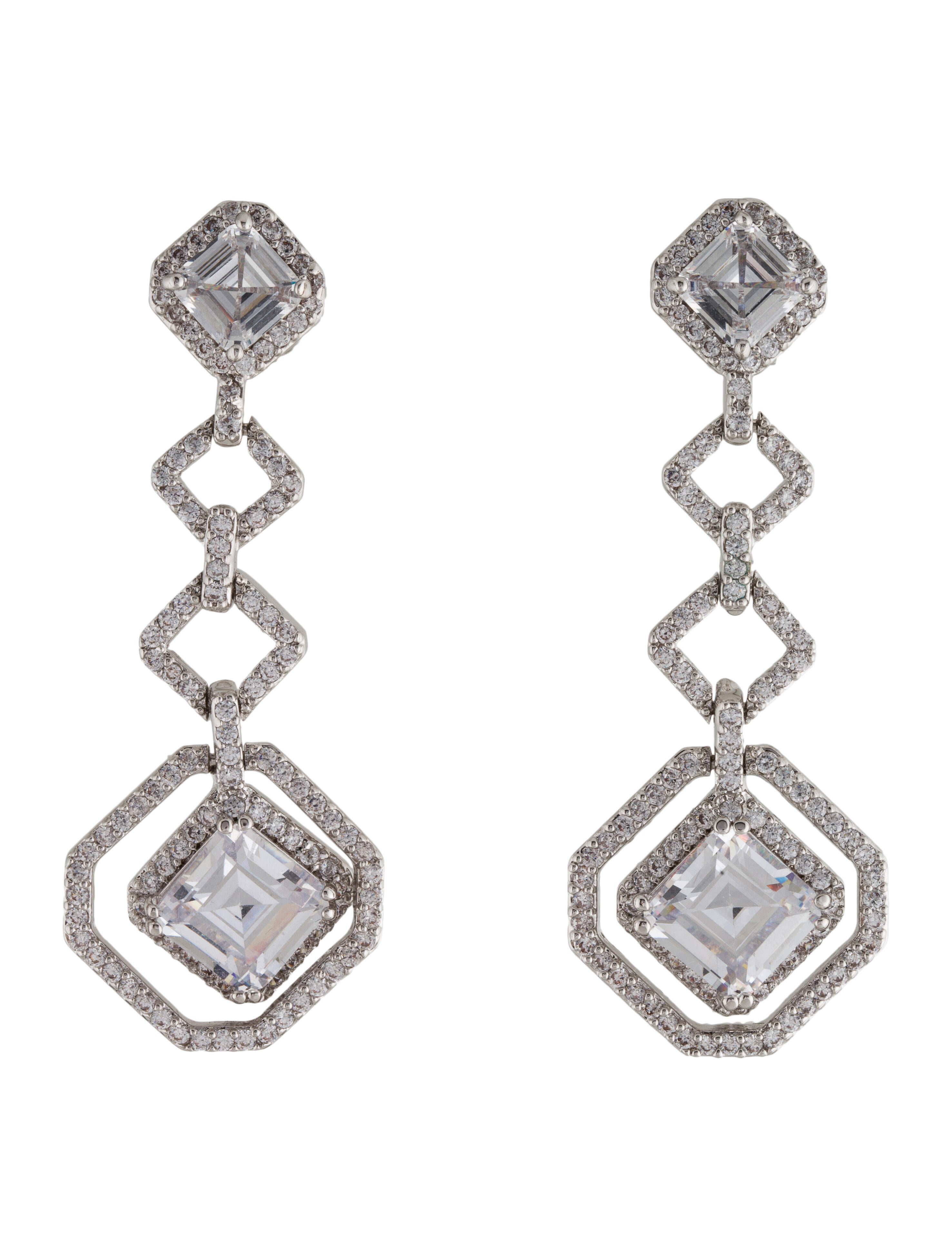 CZ by Kenneth Jay Lane Cubic Zirconia Geometric Drop Earrings