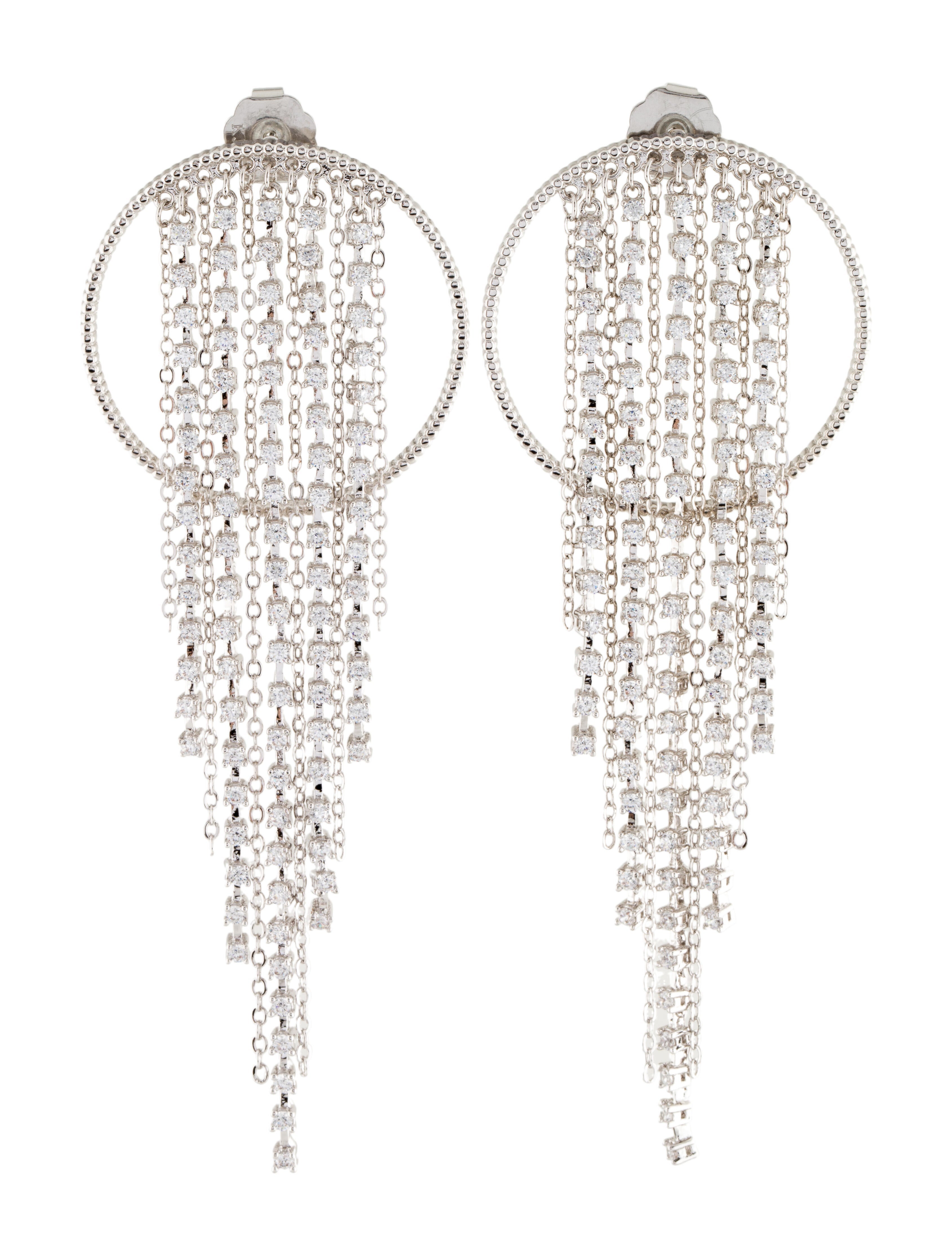 CZ by Kenneth Jay Lane Cubic Zirconia Tassel Hoop Earrings