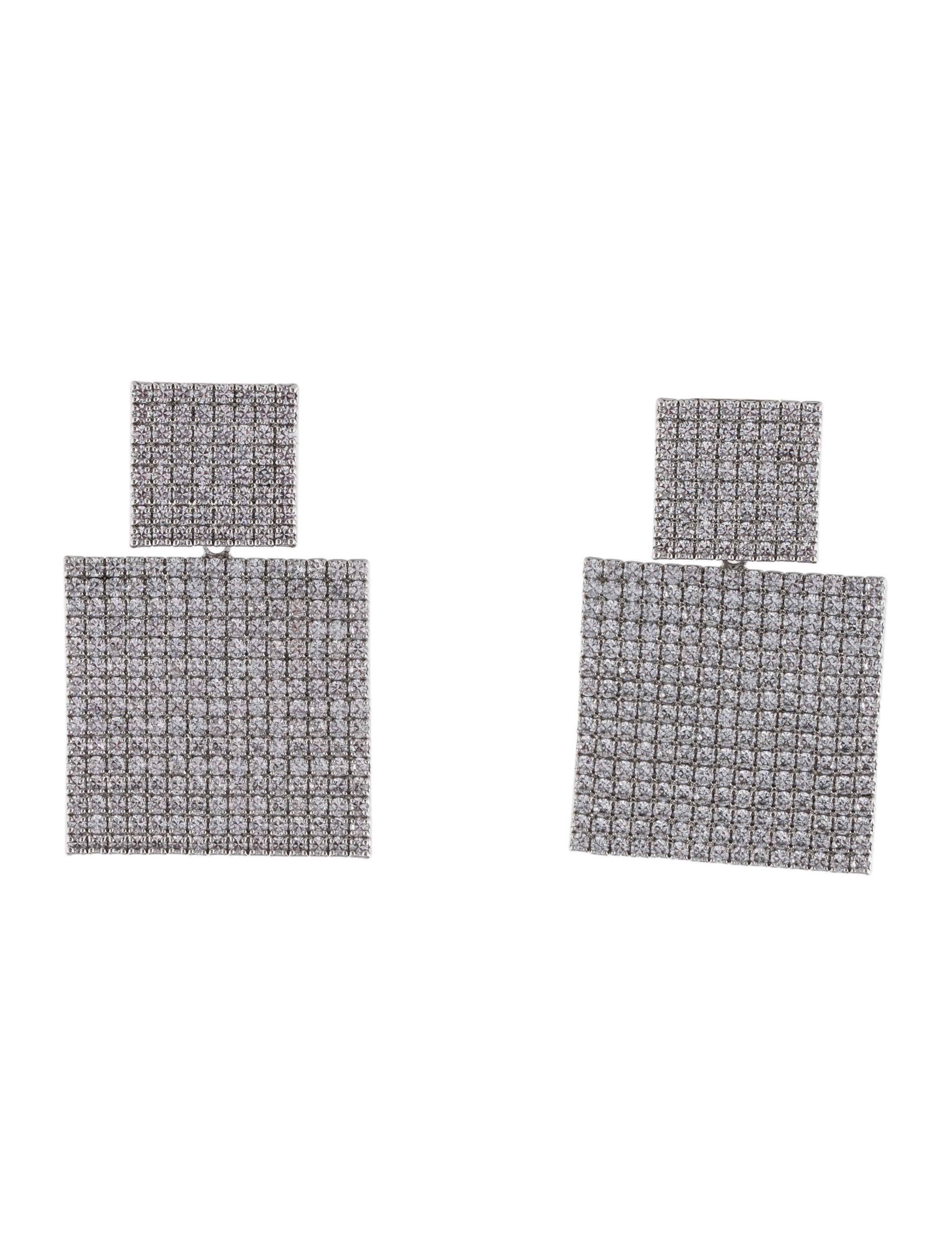 CZ by Kenneth Jay Lane Double Square Earrings