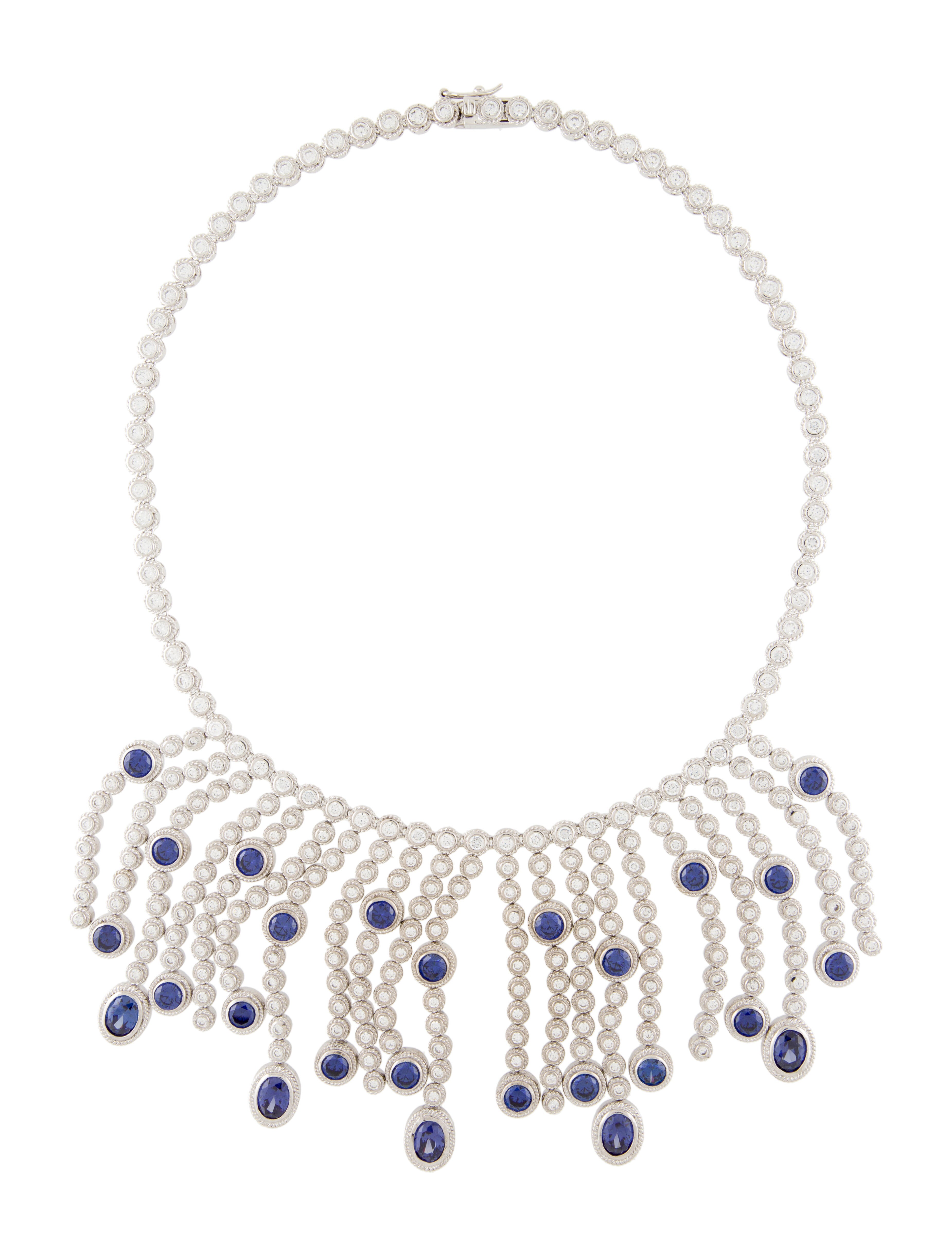 CZ by Kenneth Jay Lane Round Cubic Zirconia Fringe Collar Necklace