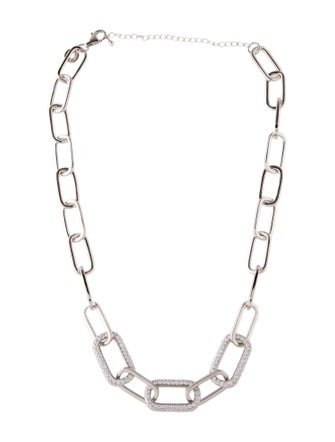 CZ by Kenneth Jay Lane Triple CZ Pave Link Collar Necklace