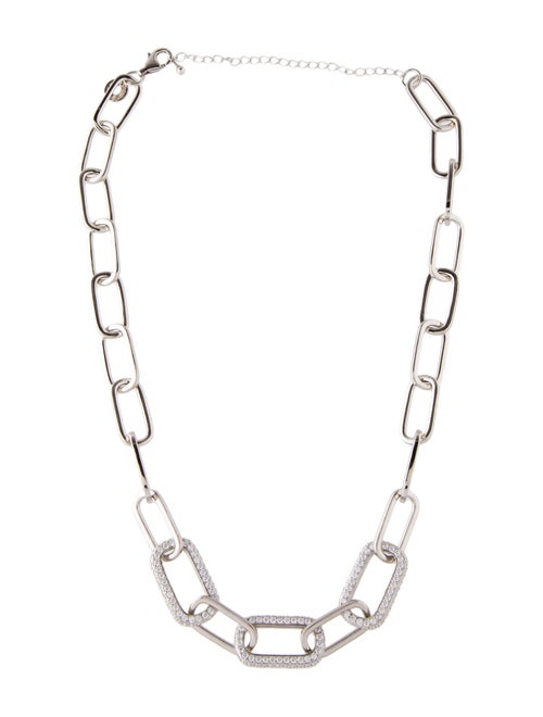 CZ by Kenneth Jay Lane Triple CZ Pave Link Collar Necklace