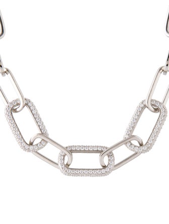 CZ by Kenneth Jay Lane Triple CZ Pave Link Collar Necklace