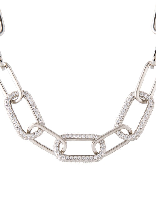 CZ by Kenneth Jay Lane Triple CZ Pave Link Collar Necklace
