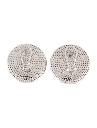 CZ by Kenneth Jay Lane Cubic Zirconia Pave Floral Disc Earclips