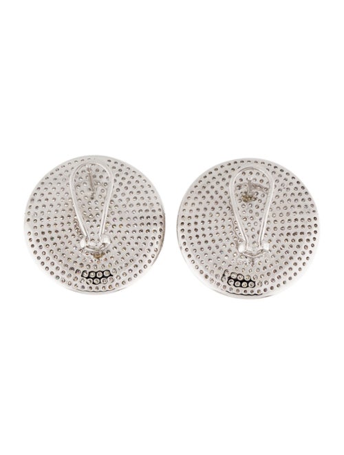 CZ by Kenneth Jay Lane Cubic Zirconia Pave Floral Disc Earclips