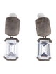 CZ by Kenneth Jay Lane Cubic Zirconia Brushed Clip-On Drop Earrings