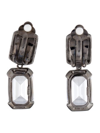 CZ by Kenneth Jay Lane Cubic Zirconia Brushed Clip-On Drop Earrings