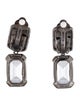 CZ by Kenneth Jay Lane Cubic Zirconia Brushed Clip-On Drop Earrings