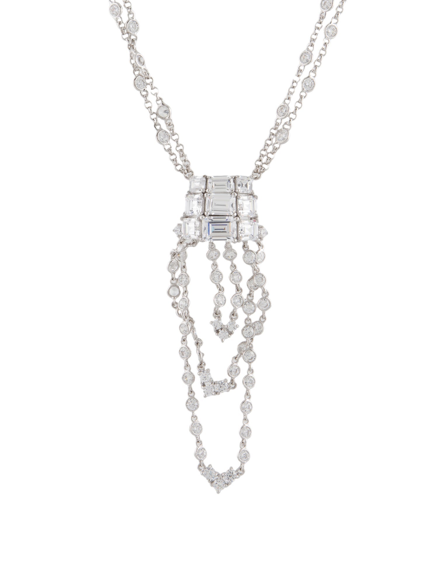 CZ by Kenneth Jay Lane Cubic Zirconia Double Strand Pendant Necklace