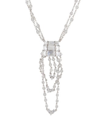 CZ by Kenneth Jay Lane Cubic Zirconia Double Strand Pendant Necklace