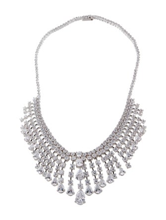 CZ by Kenneth Jay Lane Cubic Zirconia Fringe Collar Necklace