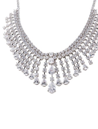 CZ by Kenneth Jay Lane Cubic Zirconia Fringe Collar Necklace