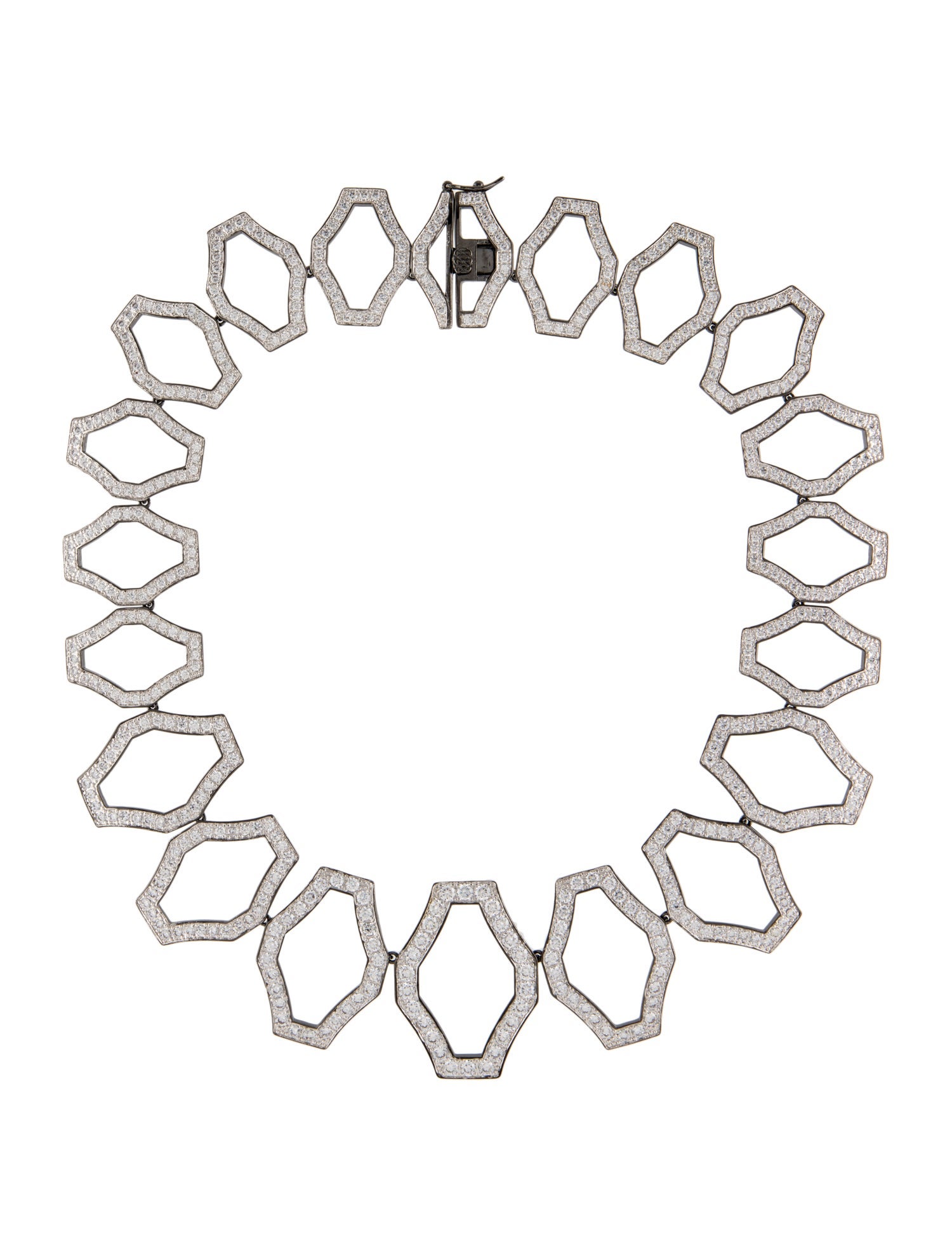 CZ by Kenneth Jay Lane Cubic Zirconia Moroccan Lattice Collar Neckalce