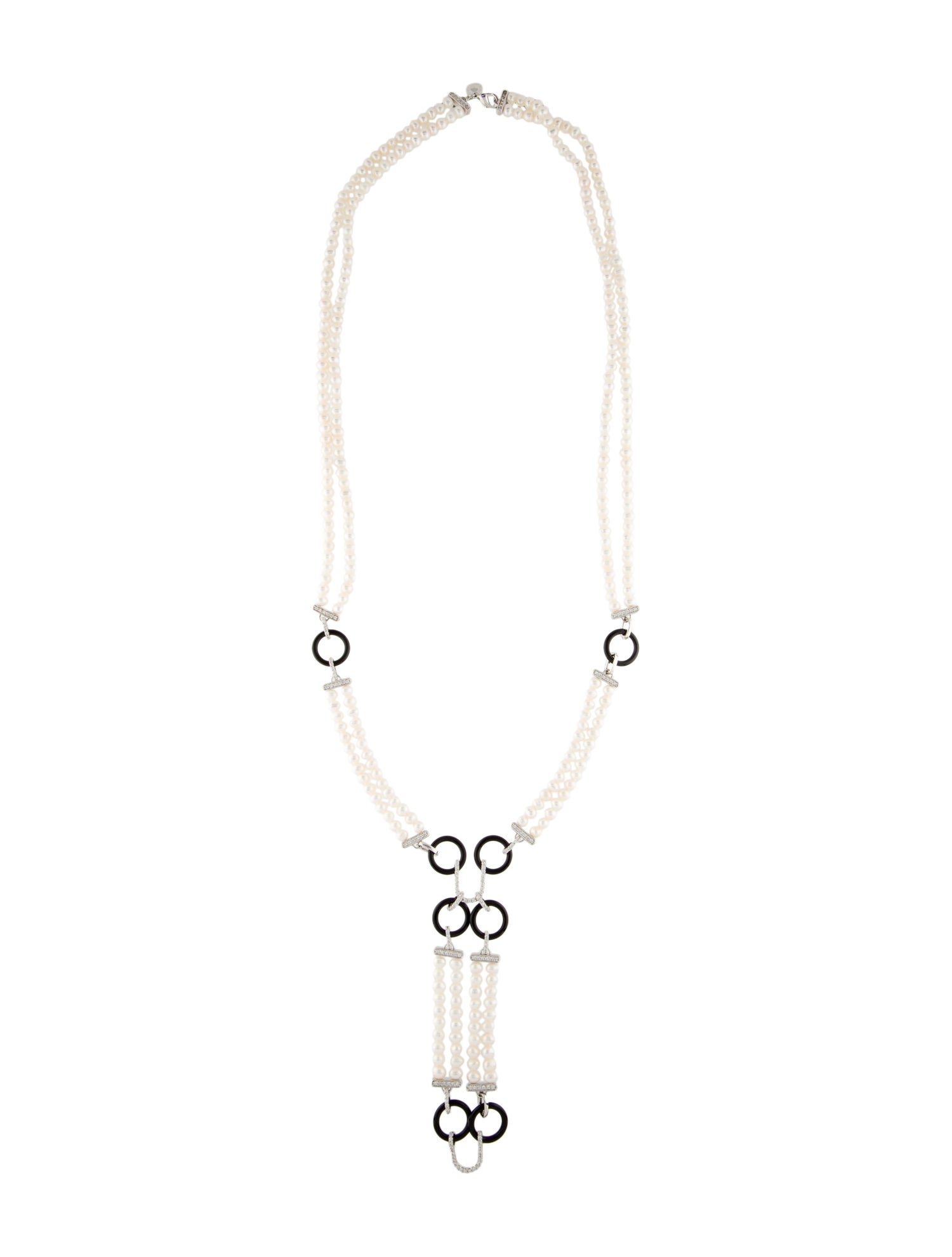 CZ by Kenneth Jay Lane Pearl, Cubic Zirconia & Resin Lavalier Necklace