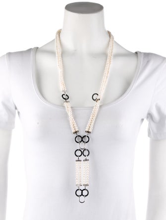 CZ by Kenneth Jay Lane Pearl, Cubic Zirconia & Resin Lavalier Necklace