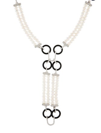 CZ by Kenneth Jay Lane Pearl, Cubic Zirconia & Resin Lavalier Necklace