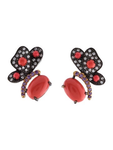 CZ by Kenneth Jay Lane Drop Resin & Crystal Earrings