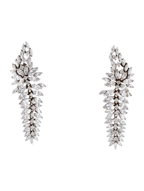 CZ by Kenneth Jay Lane Cubic Zirconia Leaf Drop Earrings