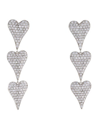 CZ by Kenneth Jay Lane Cubic Zirconia Triple Elongated Heart Strand Drop Earrings