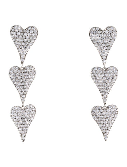 CZ by Kenneth Jay Lane Cubic Zirconia Triple Elongated Heart Strand Drop Earrings