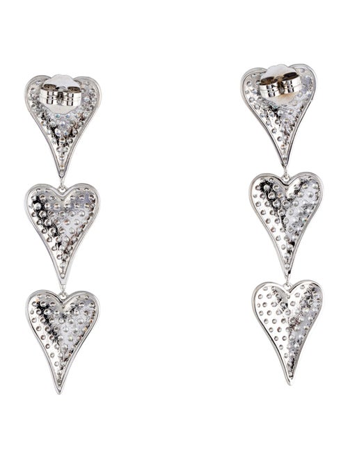 CZ by Kenneth Jay Lane Cubic Zirconia Triple Elongated Heart Strand Drop Earrings