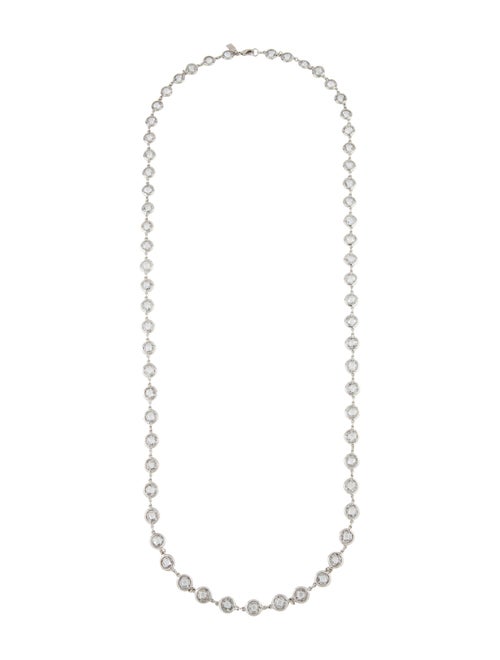 CZ by Kenneth Jay Lane Cubic Zirconia Round Bezel Long Chain Necklace