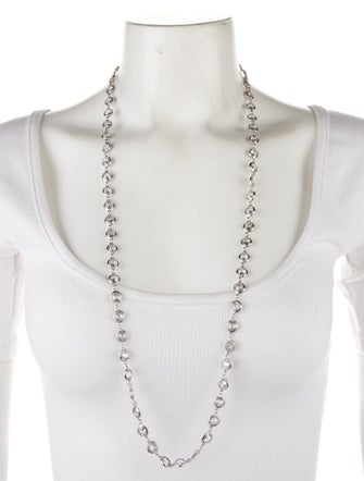 CZ by Kenneth Jay Lane Cubic Zirconia Round Bezel Long Chain Necklace
