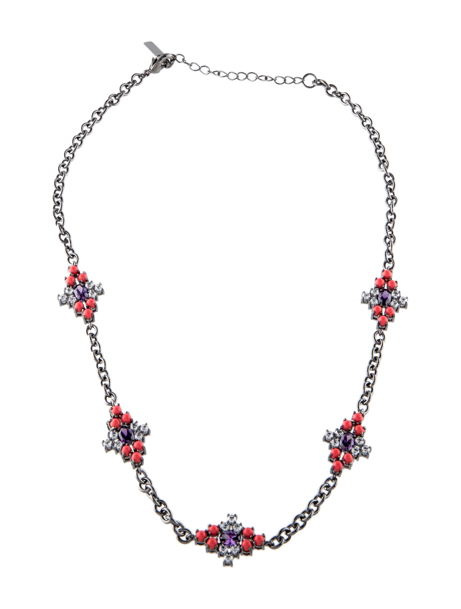 CZ by Kenneth Jay Lane Cubic Zirconia & Resin Station Necklace