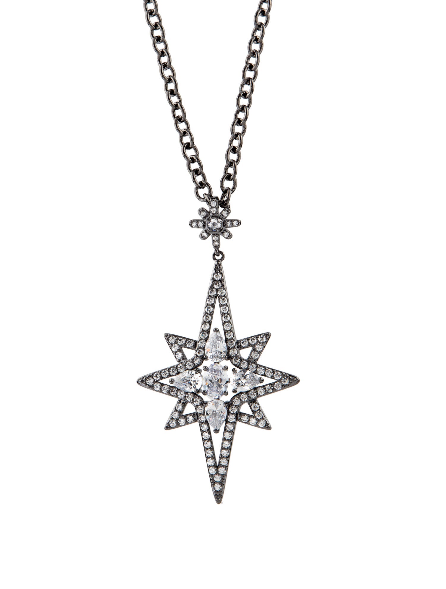 CZ by Kenneth Jay Lane Cubic Zirconia Elongated Star Pendant Necklace
