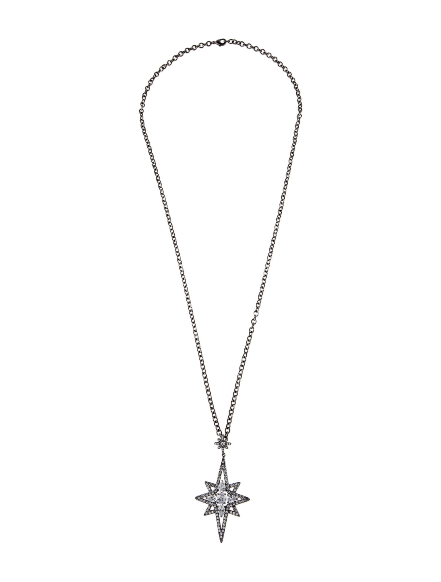 CZ by Kenneth Jay Lane Cubic Zirconia Elongated Star Pendant Necklace
