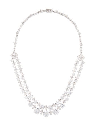 CZ by Kenneth Jay Lane Cubic Zirconia Double Layered Collar Necklace