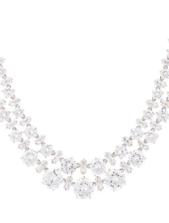 CZ by Kenneth Jay Lane Cubic Zirconia Double Layered Collar Necklace