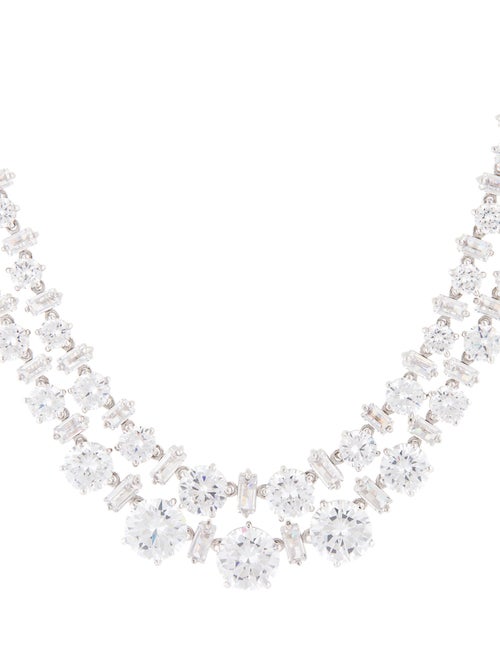 CZ by Kenneth Jay Lane Cubic Zirconia Double Layered Collar Necklace