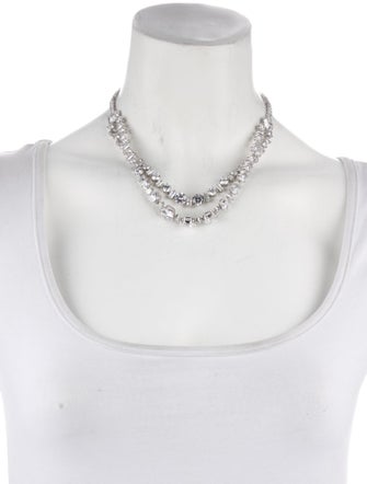 CZ by Kenneth Jay Lane Cubic Zirconia Double Layered Collar Necklace