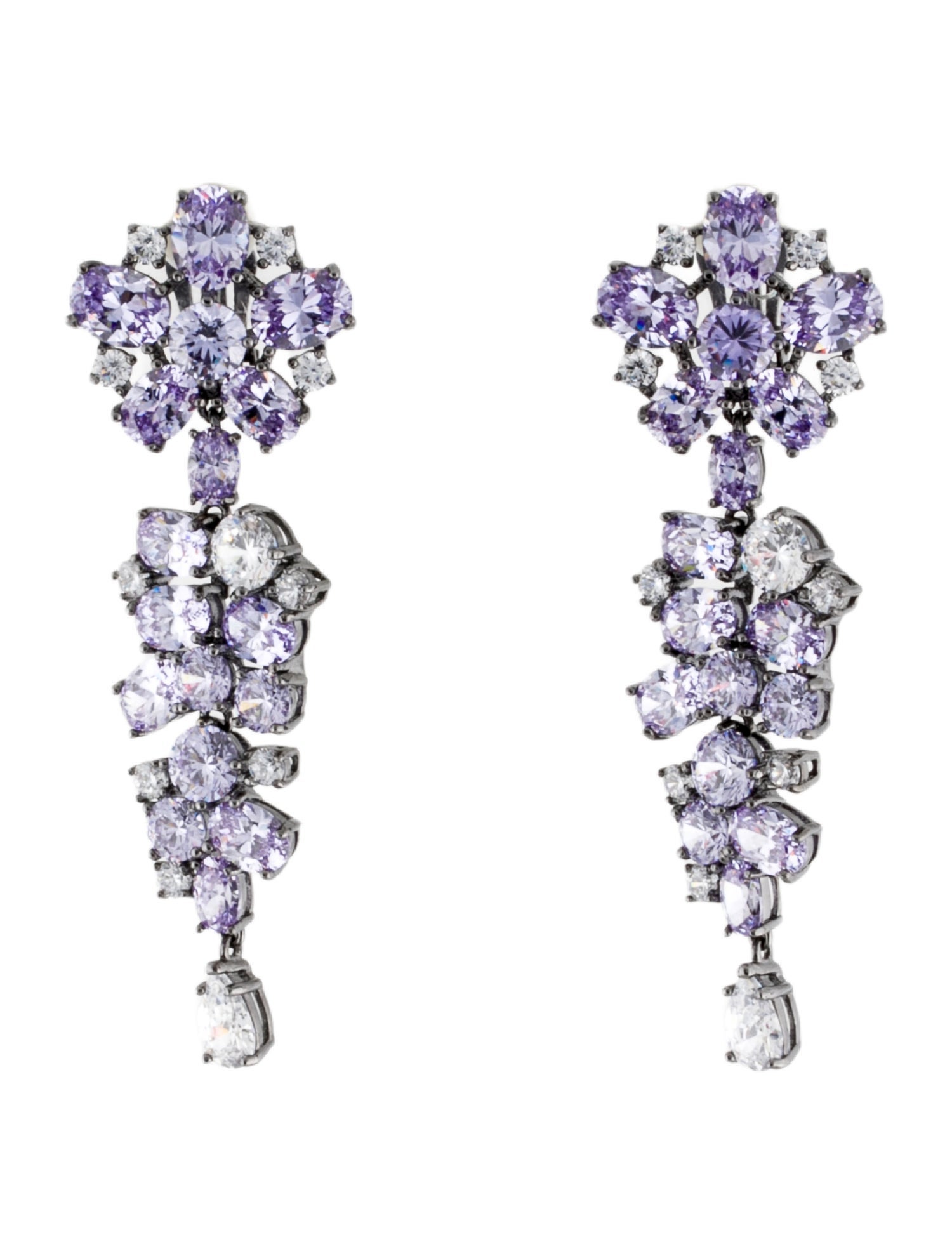 CZ by Kenneth Jay Lane Cubic Zirconia Clip-On Chandelier Earrings