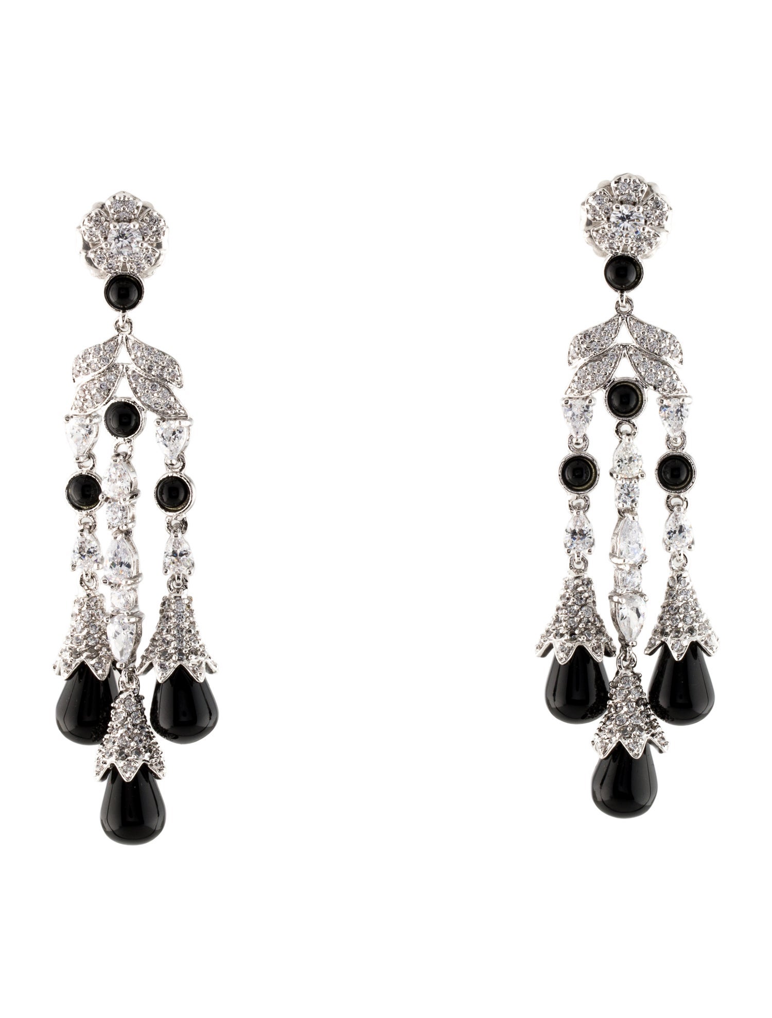 CZ by Kenneth Jay Lane Cubic Zirconia & Resin Statement Chandelier Earrings