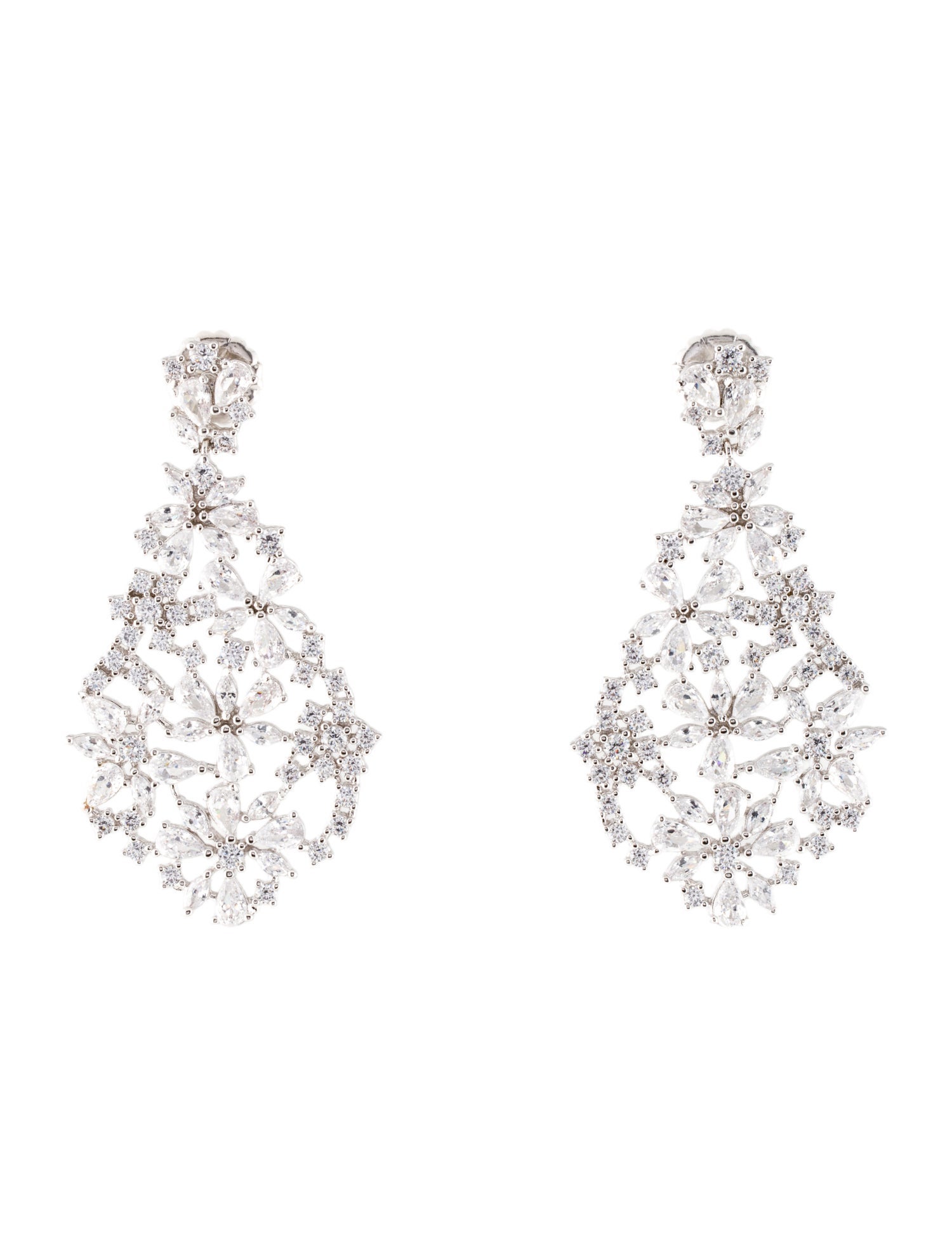 CZ by Kenneth Jay Lane Cubic Zirconia Floral Drop Earrings