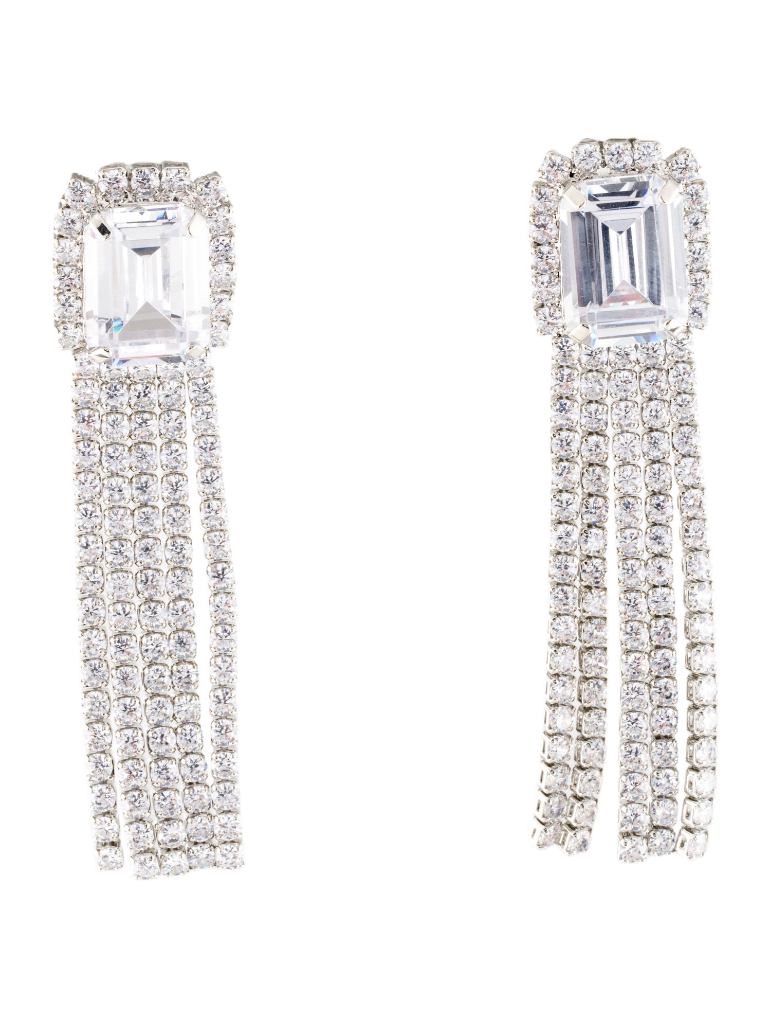 CZ by Kenneth Jay Lane Cubic Zirconia Fringe Statement Earrings