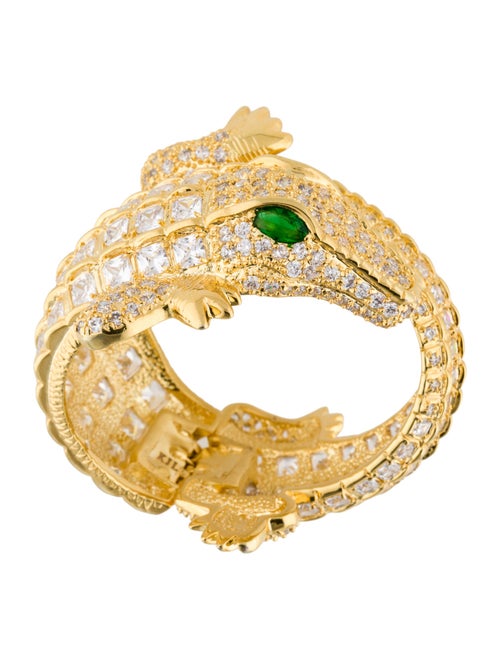 CZ by Kenneth Jay Lane rystal Pavé Crocodile Hinged Cuff Bracelet