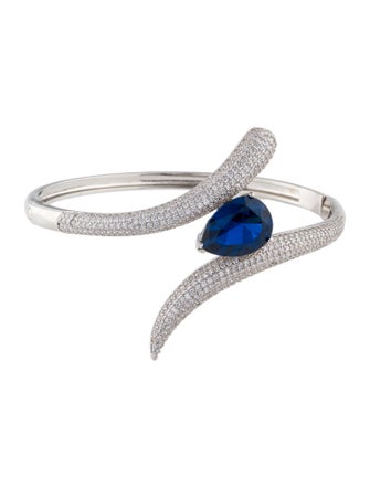 CZ by Kenneth Jay Lane Pave and Pear CZ Open Wrap Cuff