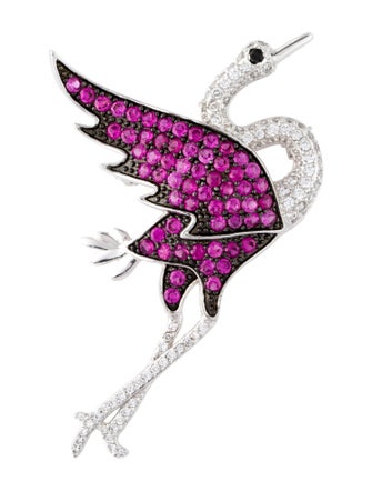 CZ by Kenneth Jay Lane Cubic Zirconia Flamingo Brooch