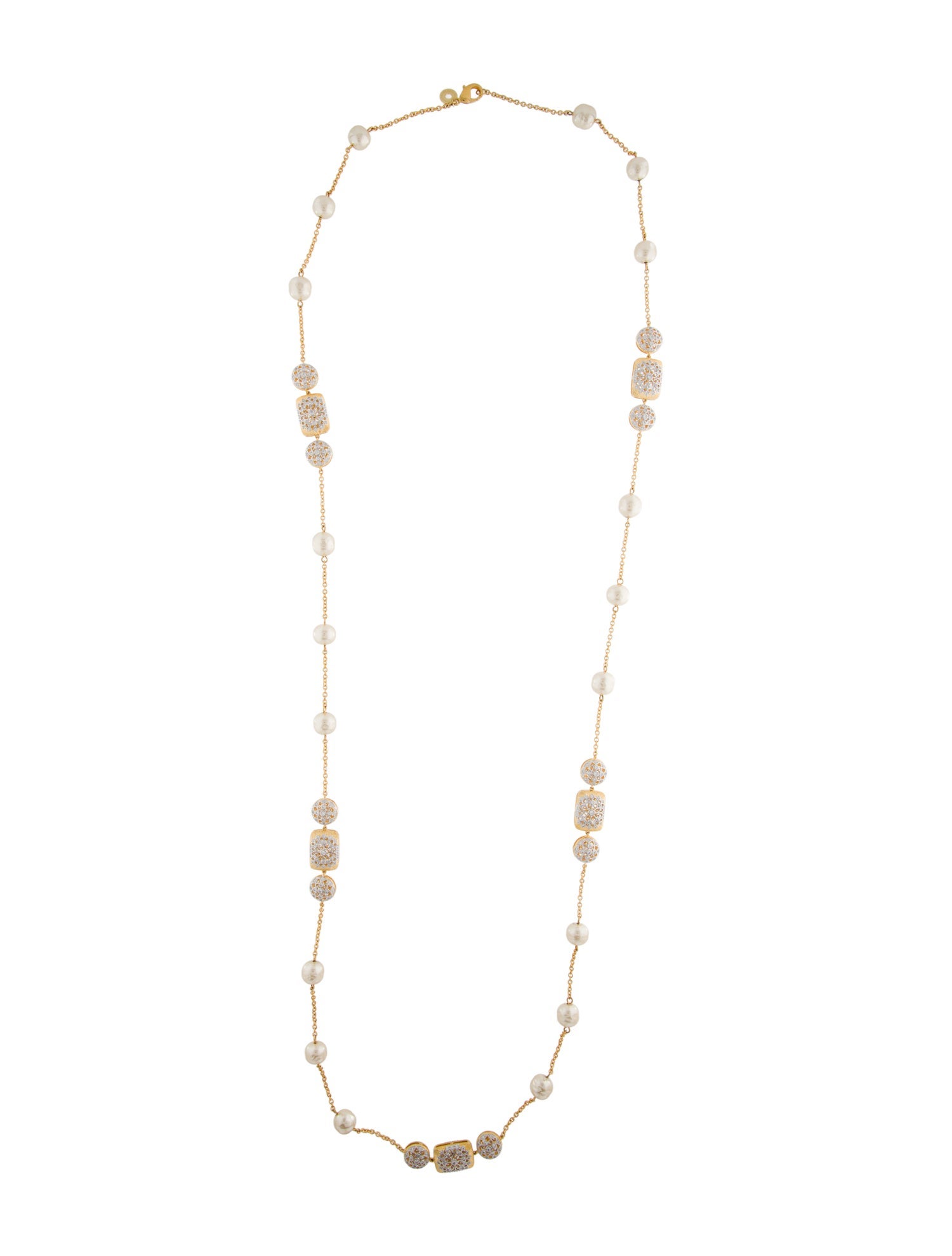 CZ by Kenneth Jay Lane Cubic Zirconia & Faux Pearl Station Necklace