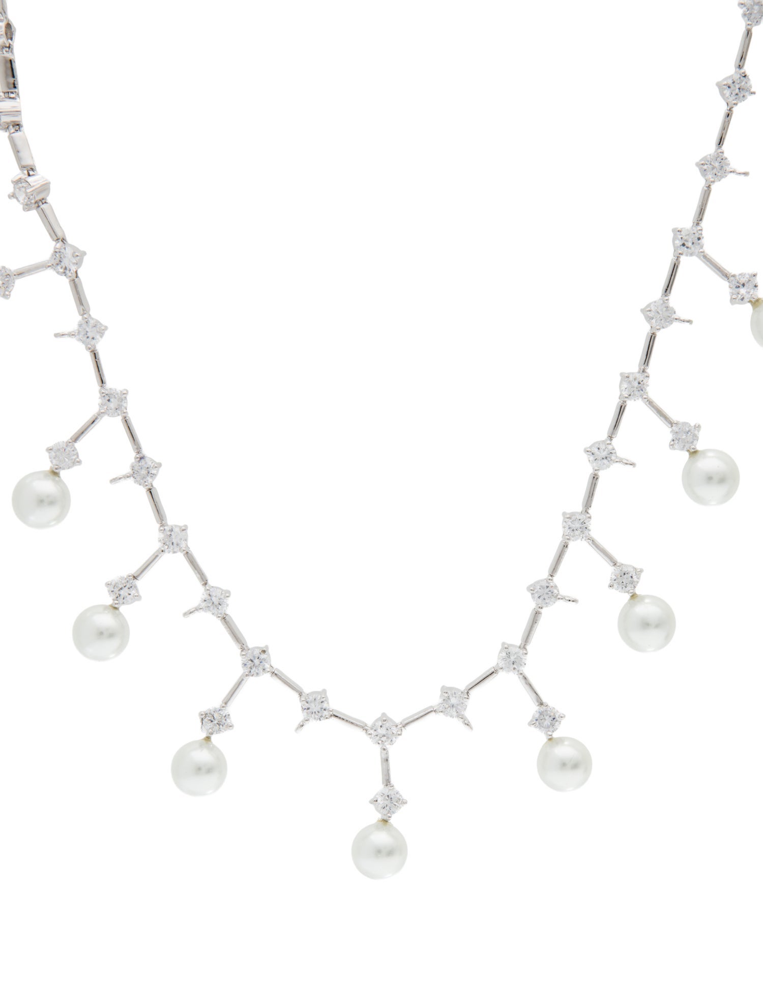 CZ by Kenneth Jay Lane Cubic Zirconia & Faux Pearl Collar Necklace