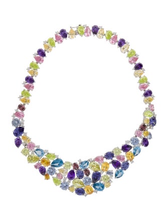 CZ by Kenneth Jay Lane Cubic Zirconia Mosaic Collar Necklace